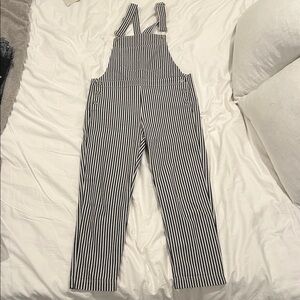 Storia Women’s Black & White Striped Overalls Small